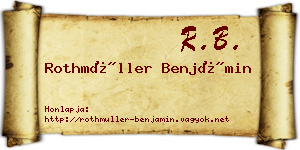 Rothmüller Benjámin névjegykártya